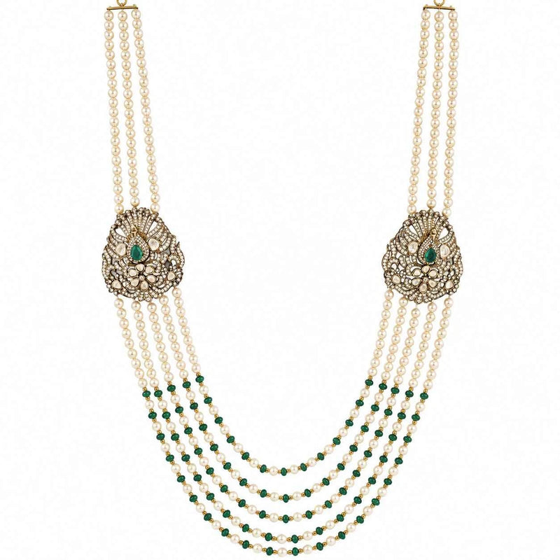 Victorian Emerald Pearl Cascade Necklace