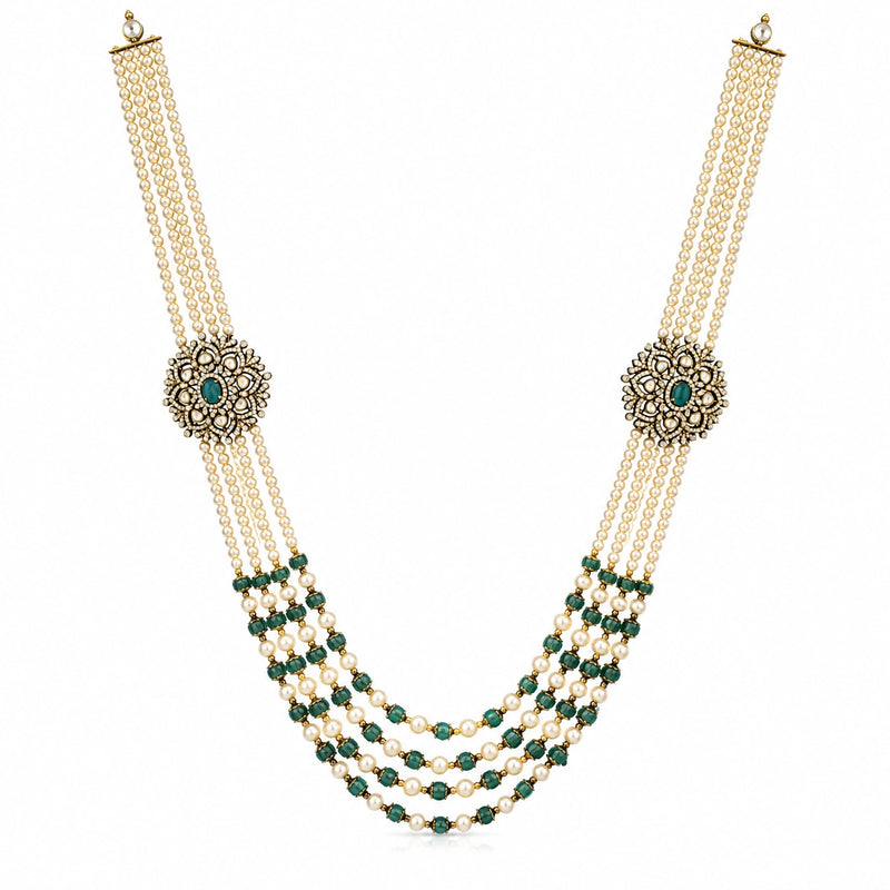Victorian Emerald Pearl Layered Necklace