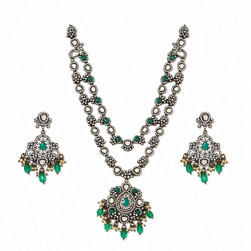 Victorian Emerald Pendant Necklace Set