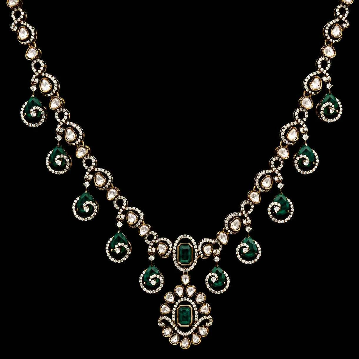 Victorian Serpentine Emerald Necklace Set