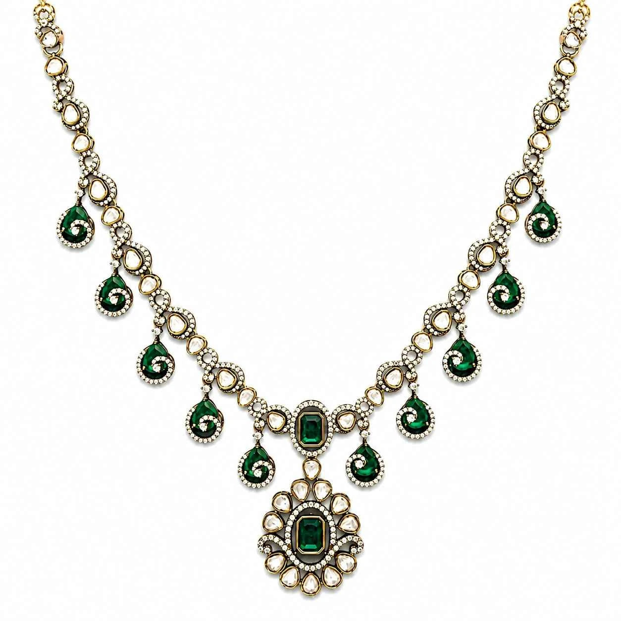 Victorian Serpentine Emerald Necklace Set