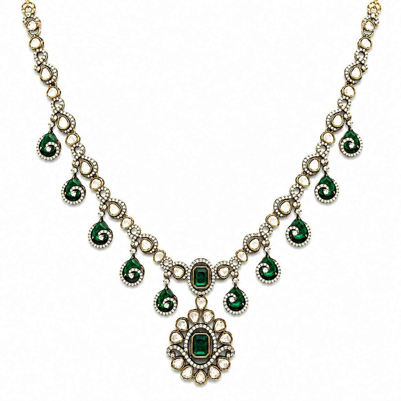 Victorian Serpentine Emerald Necklace Set