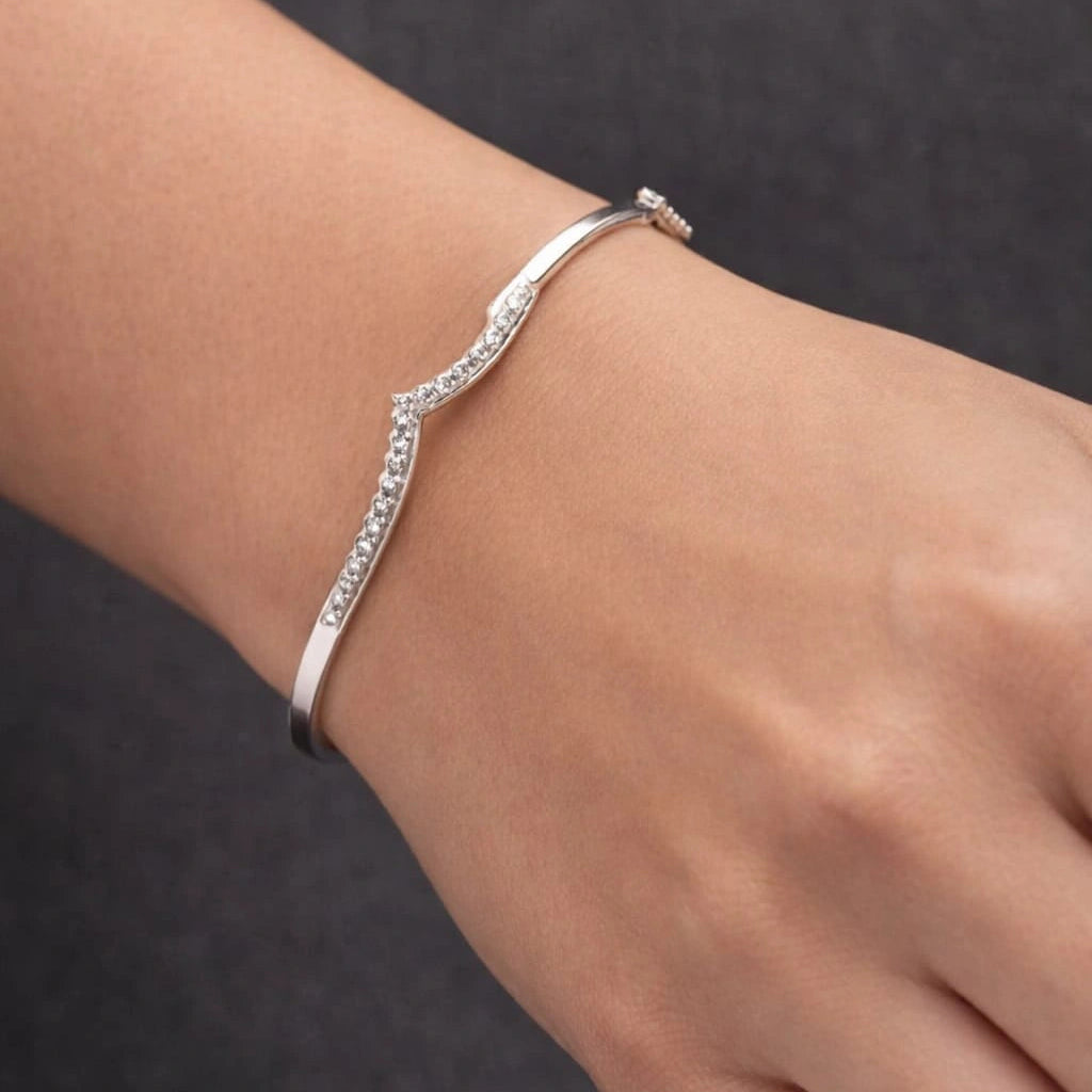 Elegant Wave Sterling Silver Cuff Bracelet for Women