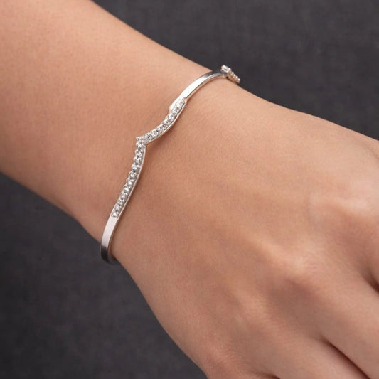 Elegant Wave Sterling Silver Cuff Bracelet for Women
