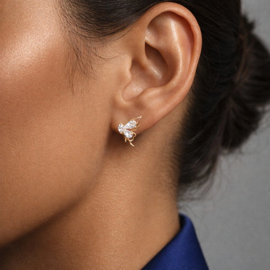 Golden Flutter Gold-Plated Silver Stud Earrings