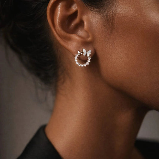 Floral Halo Gold-Plated Silver Stud Earrings