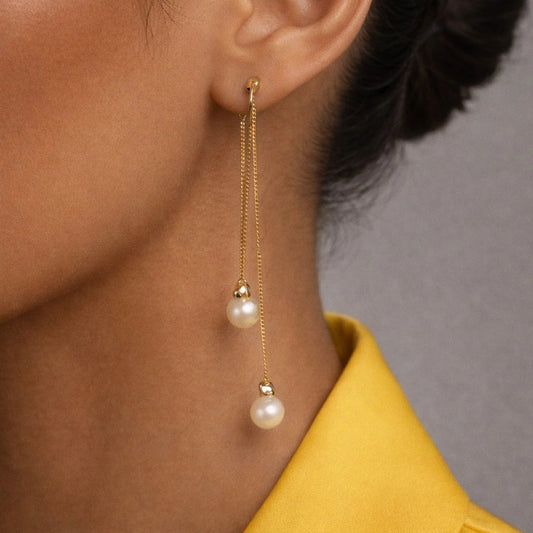 Grace Drop Gold-Plated Silver Chain Earrings
