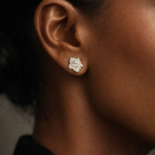 Bloom Spark Gold-Plated Silver Stud Earrings