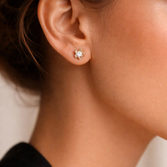Classic Blossom Sterling Silver Stud Earrings