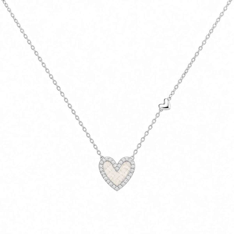 925 silver heart pendant necklace with large heart charm and small heart charm