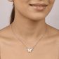 Asymmetrical Mother - of - Pearl & Sparkling Zirconia Dual Butterfly Necklace - Silvorn India