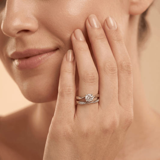 Aurielle Twist Diamond-Look Dual Ring Set in 925 Sterling - 925 Silver Jewelery