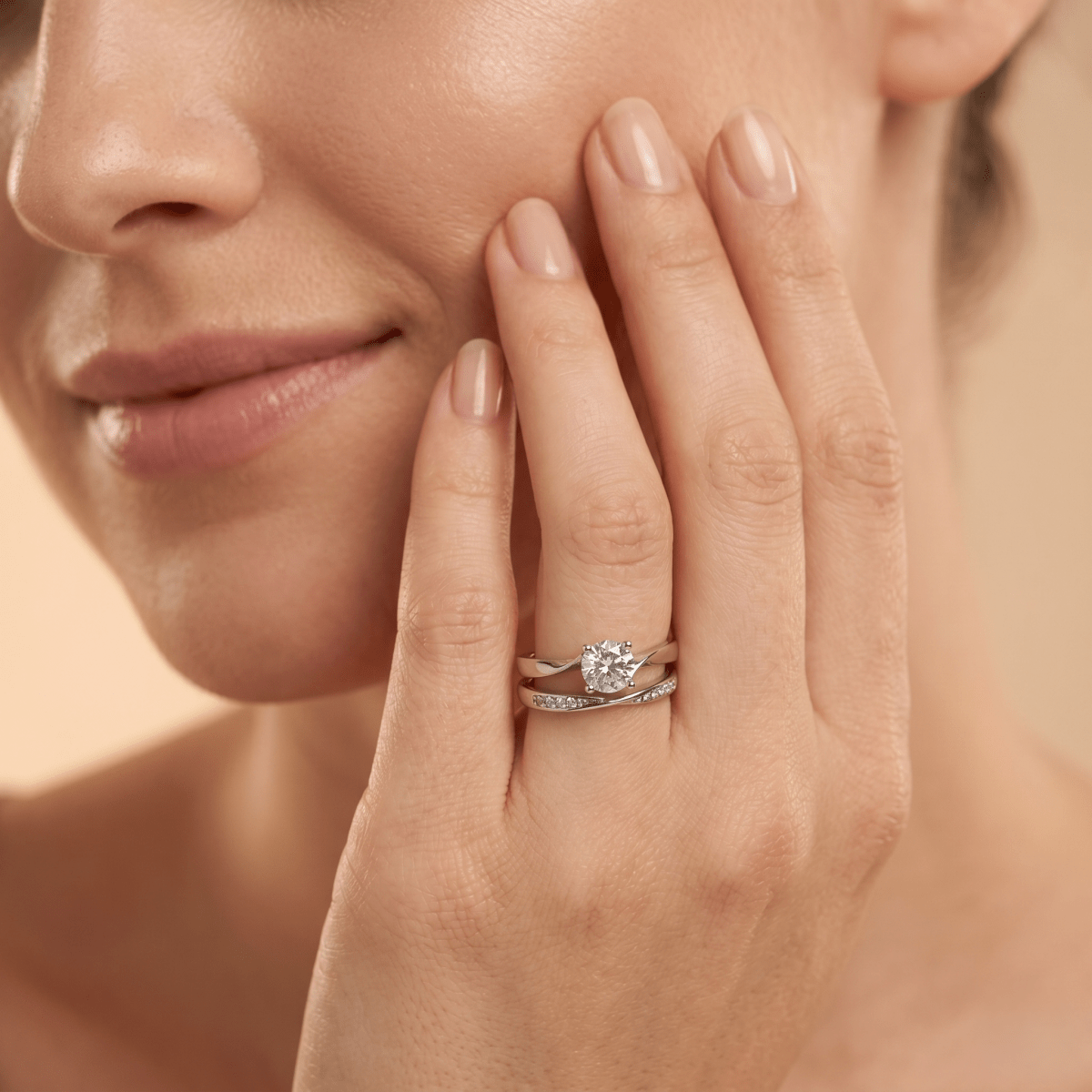 Aurielle Twist Diamond - Look Dual Ring Set in 925 Sterling - Silvorn India