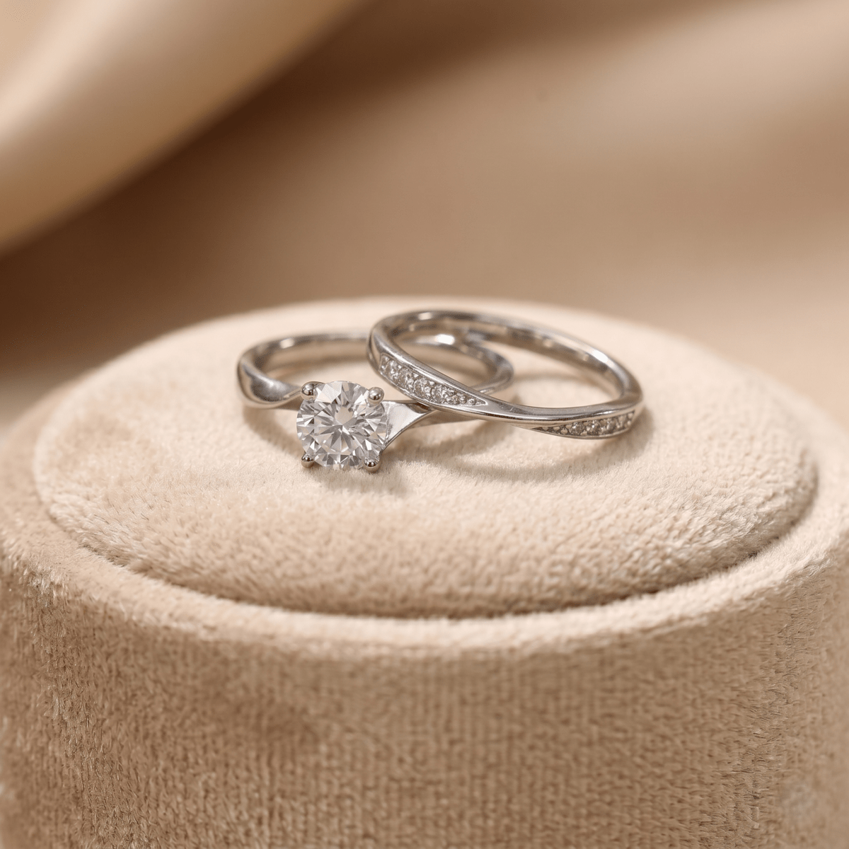 Aurielle Twist Diamond - Look Dual Ring Set in 925 Sterling - Silvorn India