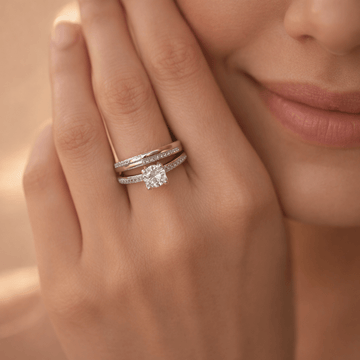 Aurora Grace Dual Ring – Layered Sparkle with Solitaire Accent - Silvorn India