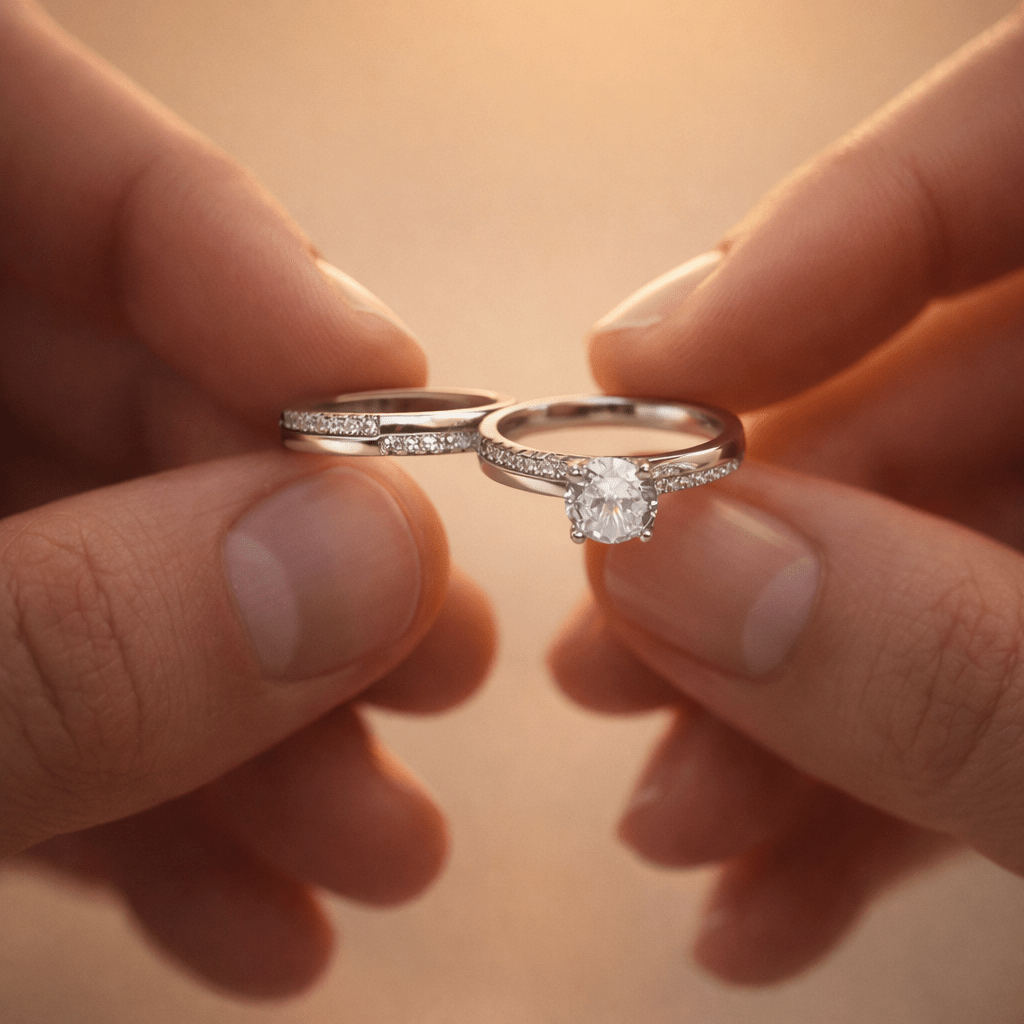 Aurora Grace Dual Ring – Layered Sparkle with Solitaire Accent - Silvorn India