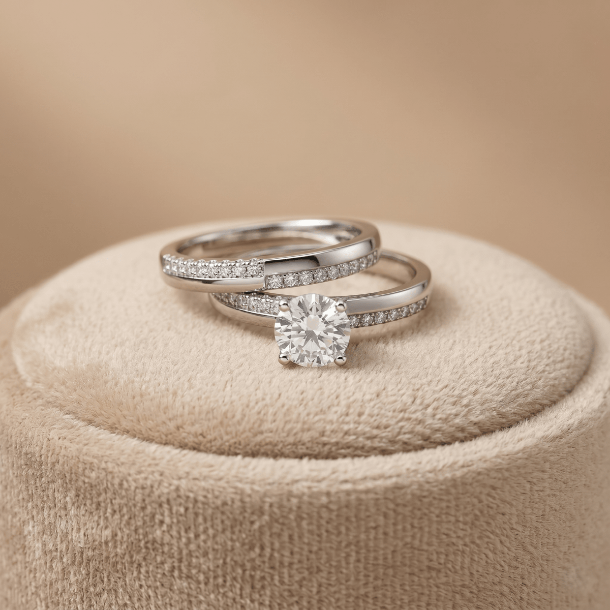 Aurora Grace Dual Ring – Layered Sparkle with Solitaire Accent - Silvorn India