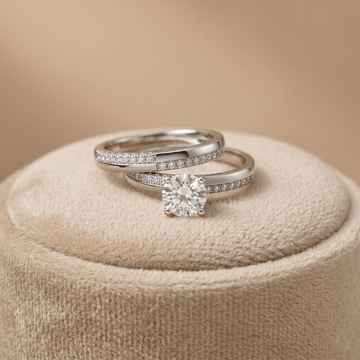 Aurora Grace Dual Ring – Layered Sparkle with Solitaire Accent - Silvorn India