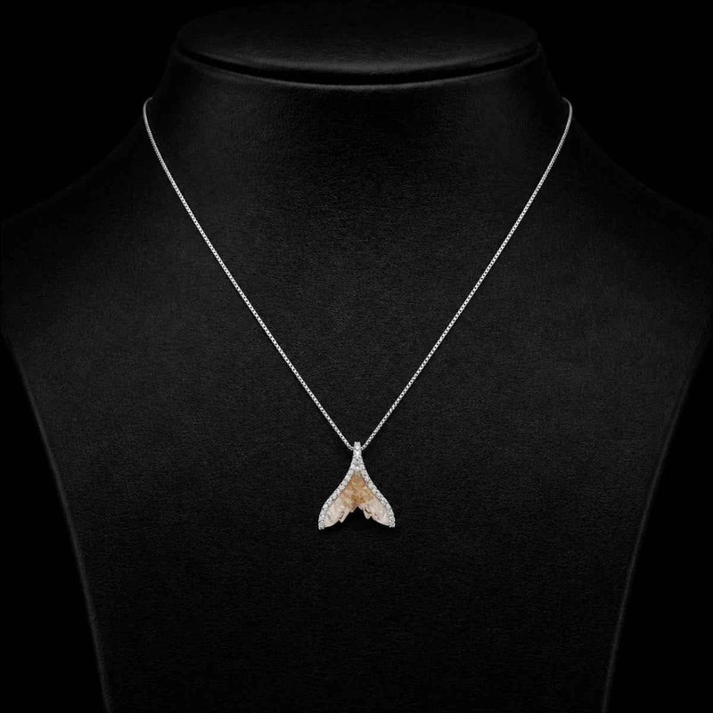 925 silver wing pendant necklace with curved wings and sparkling stone details