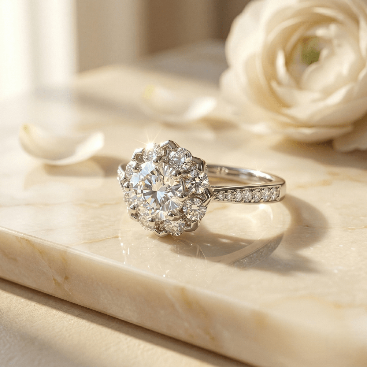Blossom Halo Silver Radiance Ring - Silvorn India