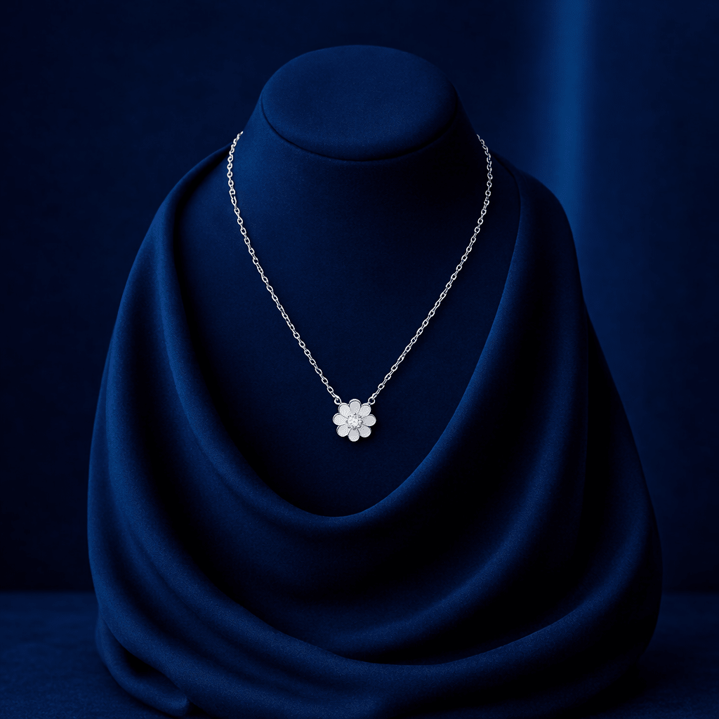 Blossom Pendant Necklace with Crystal Center - Silvorn India