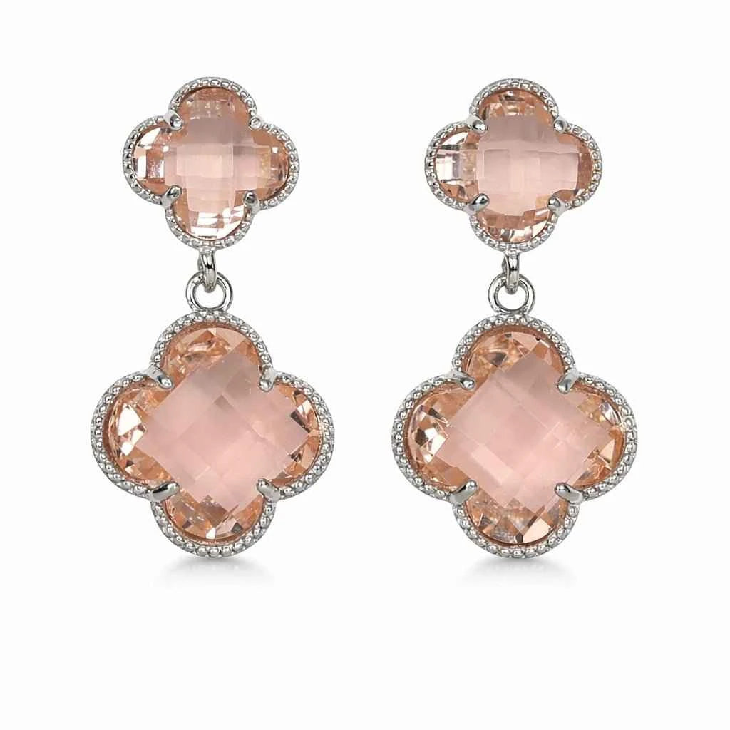 Blush Clover Crystal Drop Earrings