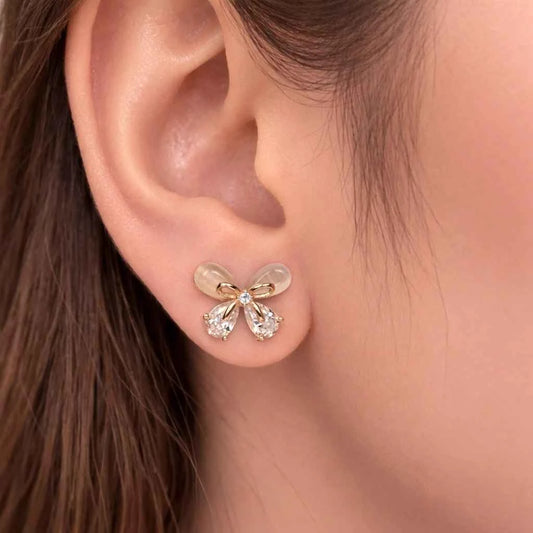 Butterfly Bliss Cat’s Eye & Zirconia Studs - 925 Silver Jewelery