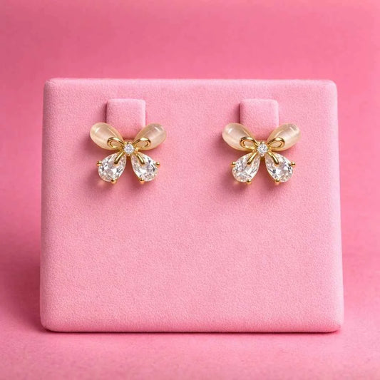 Butterfly Bliss Cat’s Eye & Zirconia Studs - 925 Silver Jewelery