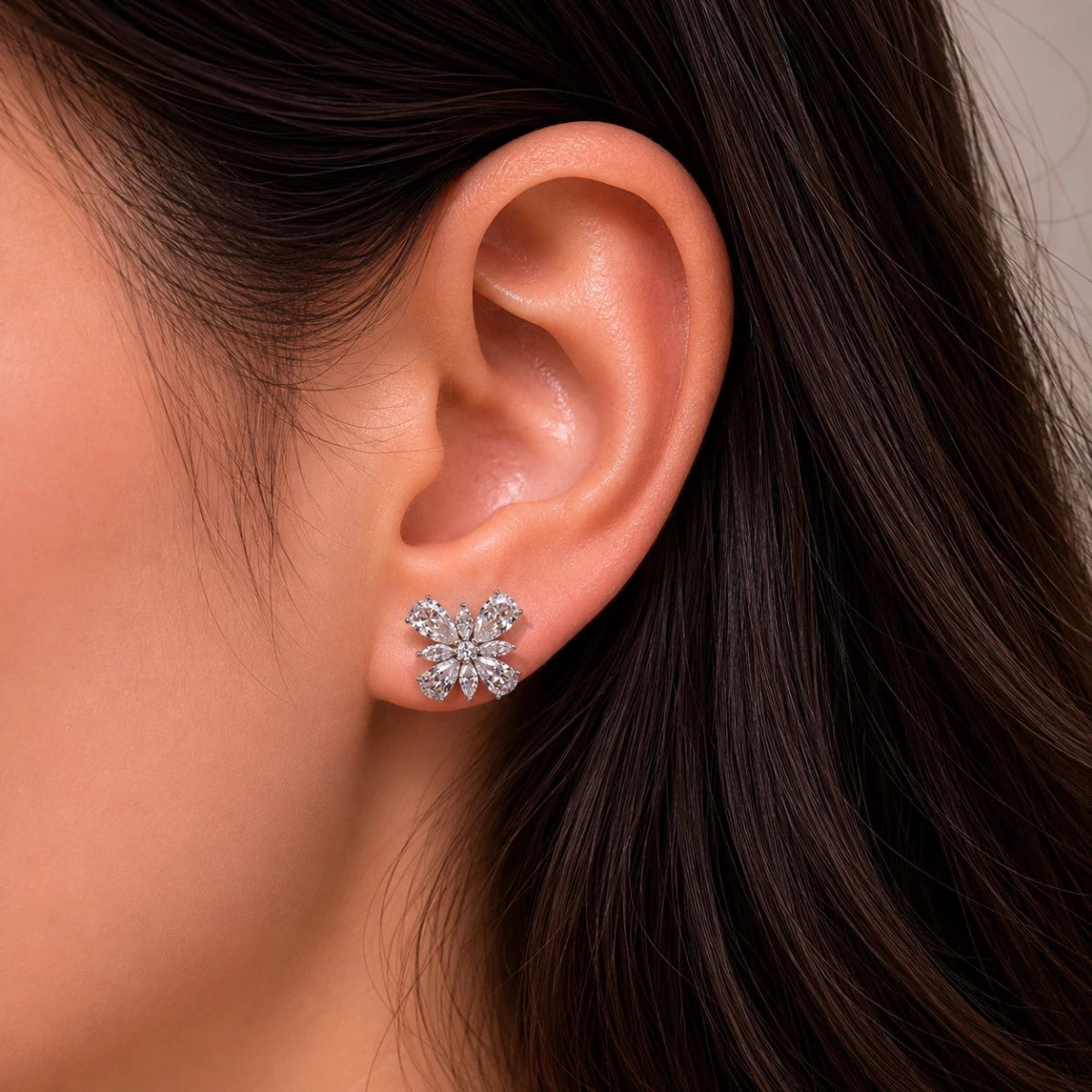 Butterfly Blossom Crystal Studs - Silvorn India