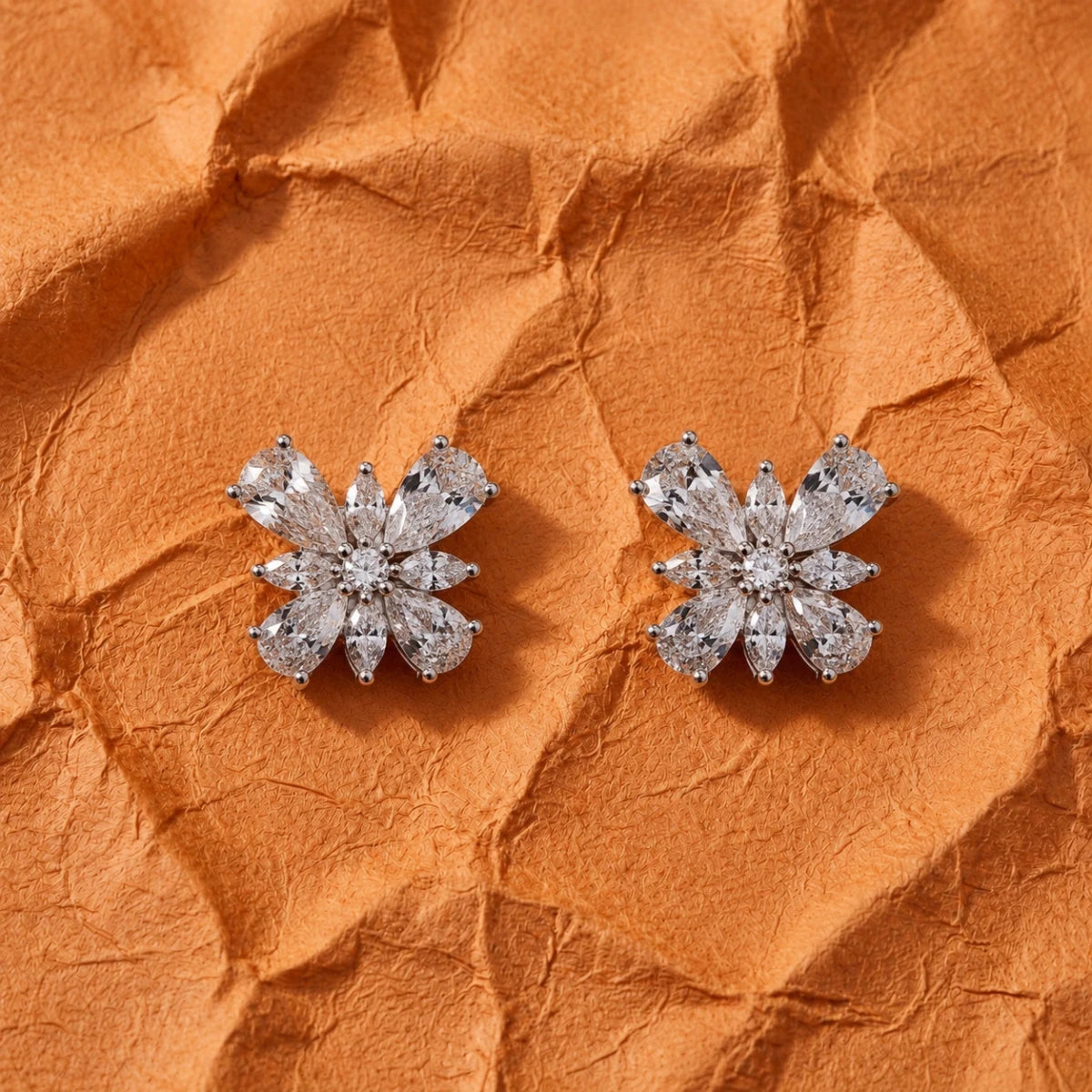 Butterfly Blossom Crystal Studs - Silvorn India