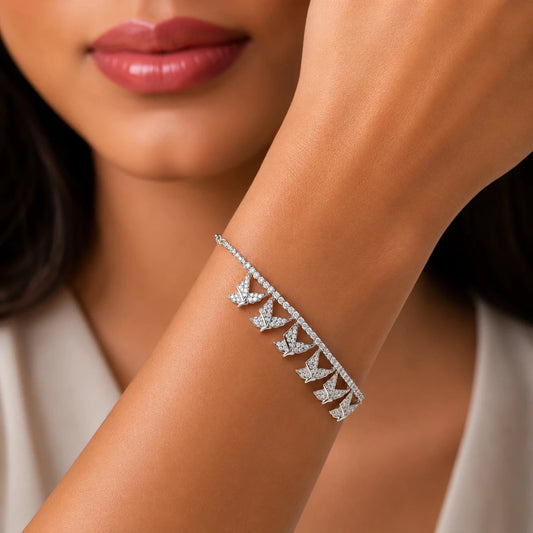 Butterfly Charm Tennis Bracelet for Women - 925 Silver Jewelery