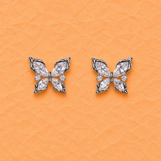 Butterfly Crystal Studs | 925 Sterling Silver - 925 Silver Jewelery
