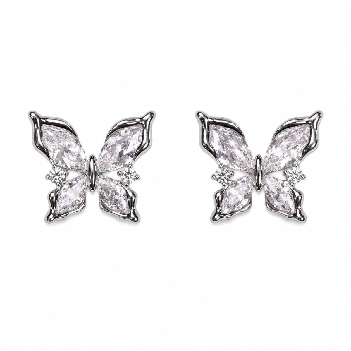 Butterfly Crystal Studs | 925 Sterling Silver - Silvorn India