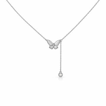 Butterfly Drop Charm Necklace - Silvorn India