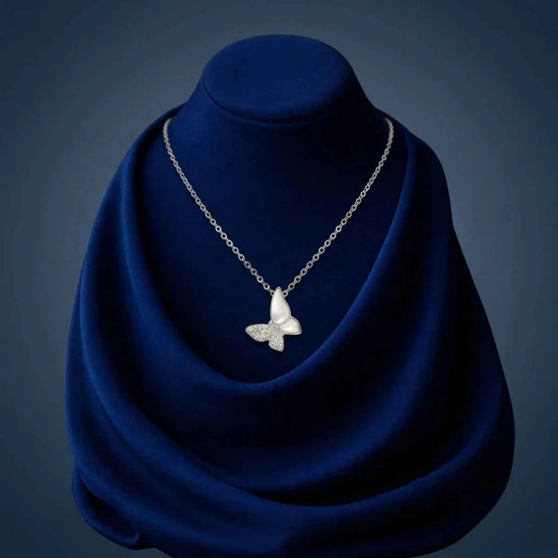 925 silver butterfly pendant necklace with delicate chain and small butterfly charm