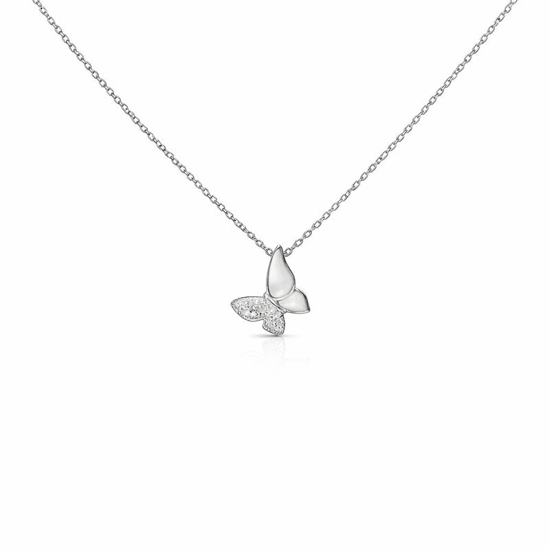 925 silver butterfly pendant necklace with small butterfly charm and fine link chain