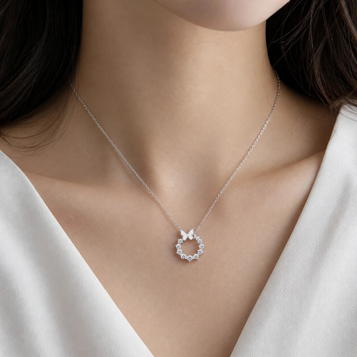 Butterfly Halo Necklace - Silvorn India
