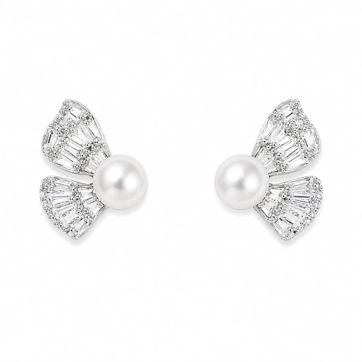 Butterfly Pearl Studs | 925 Sterling Silver - Silvorn India