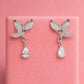 Butterfly Pearl Wing Drop Earrings with Sparkling Teardrop Crystal