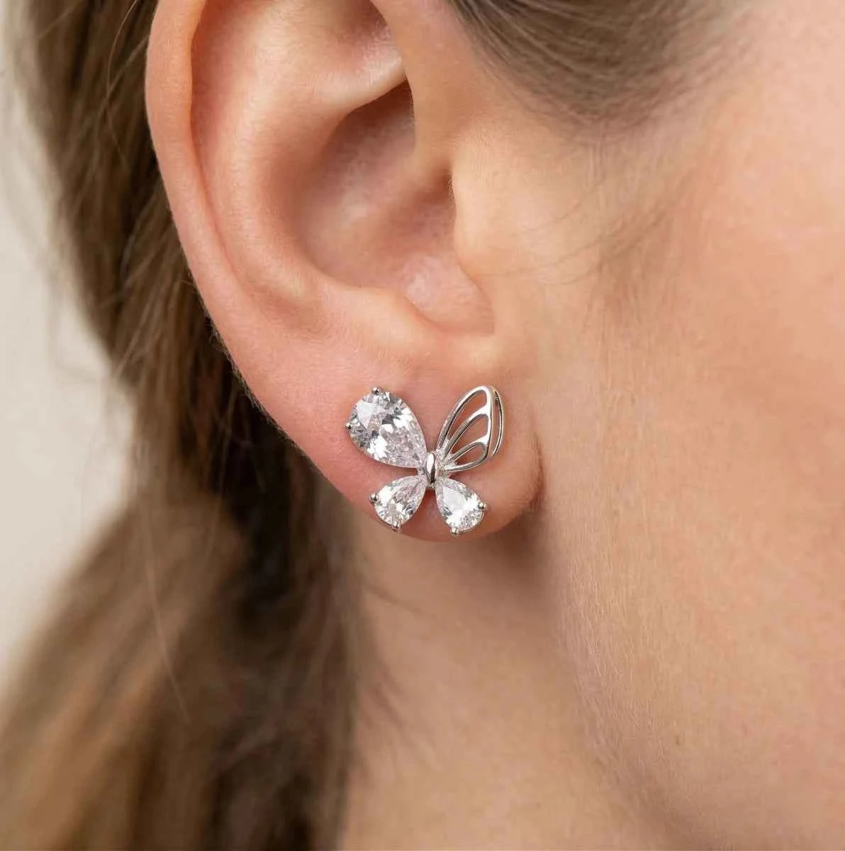 Butterfly Wing Zirconia Studs