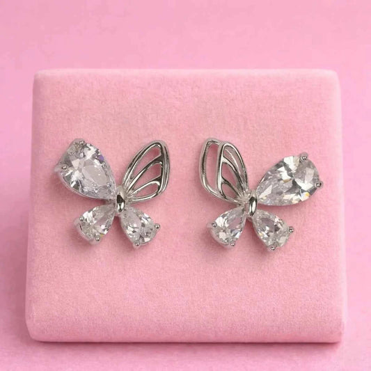 Butterfly Wing Zirconia Studs - 925 Silver Jewelery