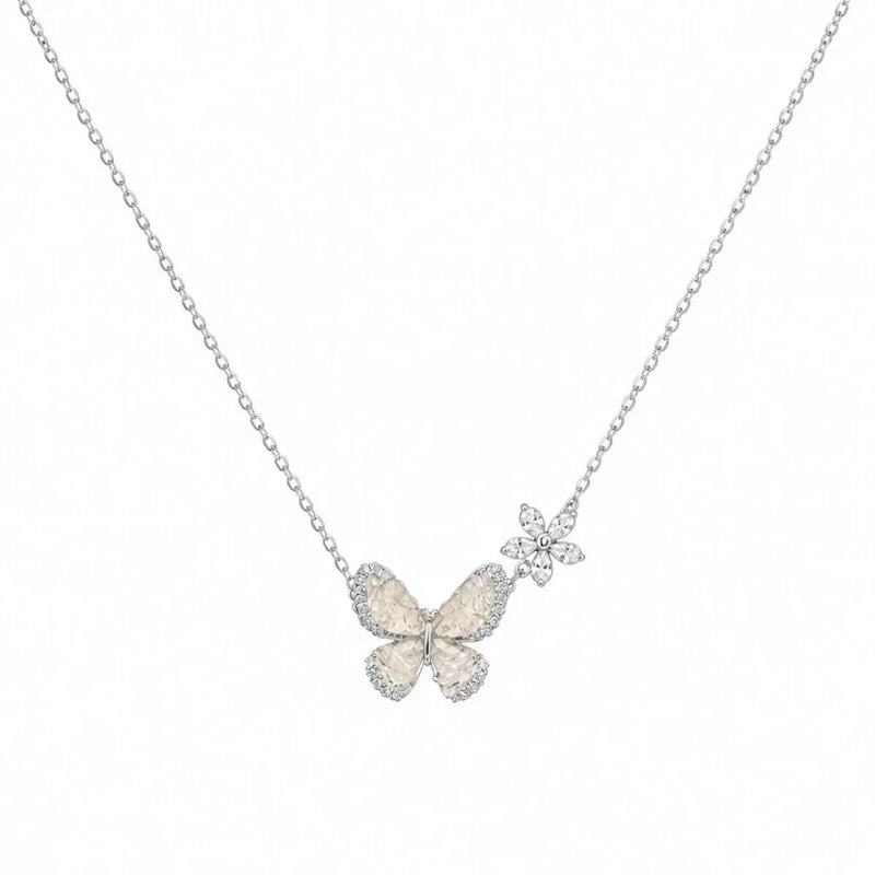 925 silver butterfly charm necklace with butterfly pendant on a fine chain