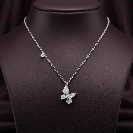 Celeste Butterfly Pearl Elegance Necklace - 925 Silver Jewelery