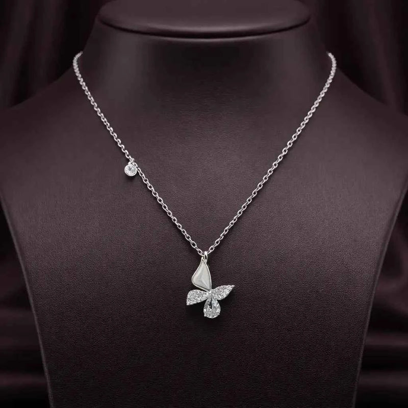 Celeste Butterfly Pearl Elegance Necklace - 925 Silver Jewelery