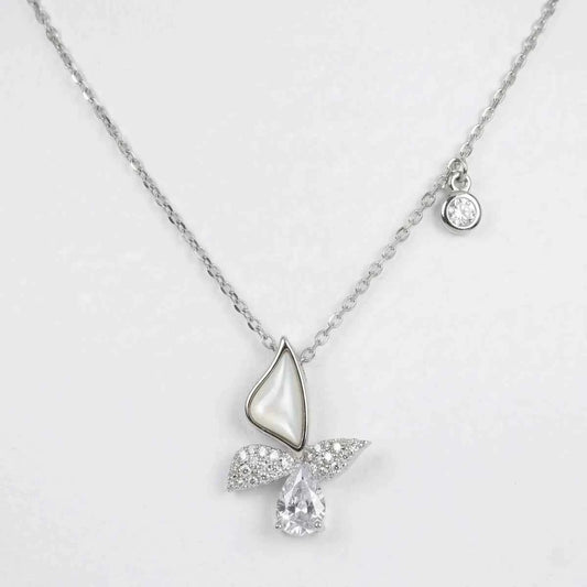 Celeste Butterfly Pearl Elegance Necklace - 925 Silver Jewelery