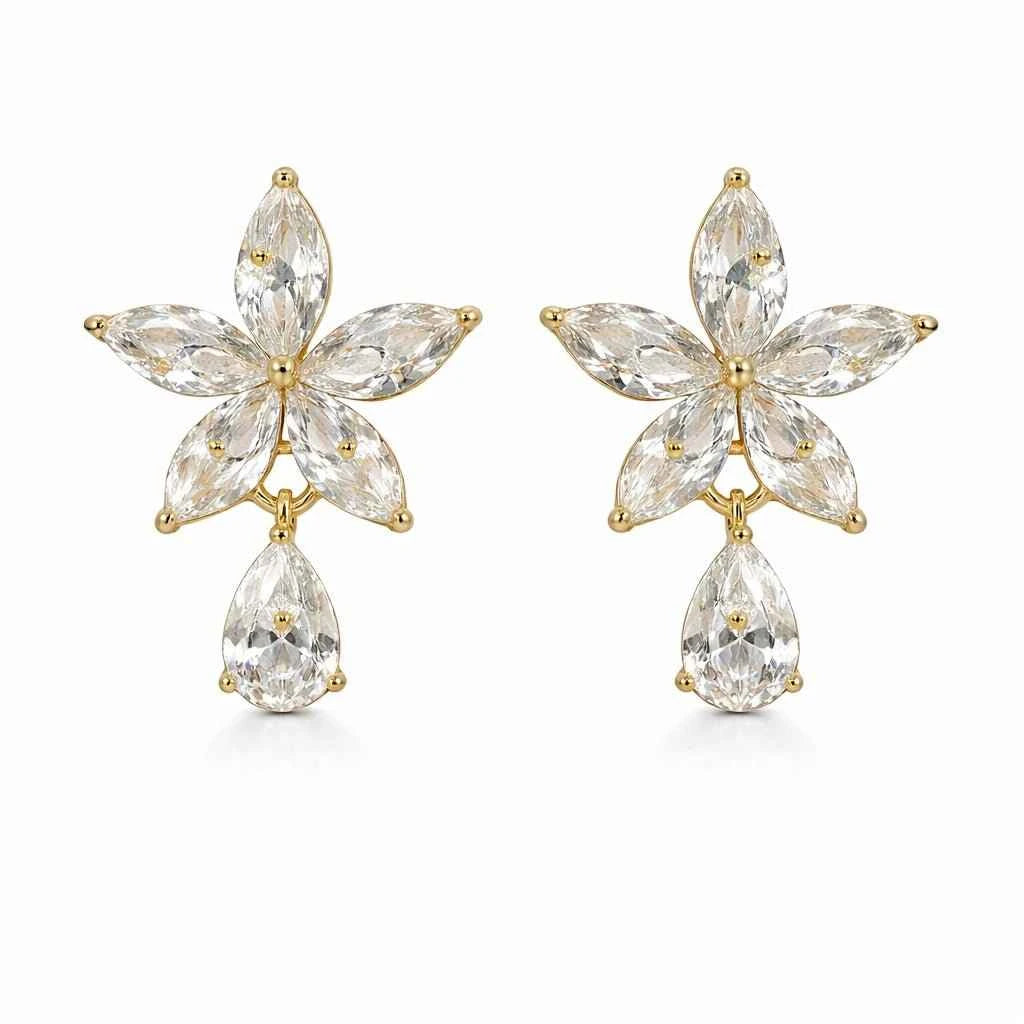 Celestia Bloom Teardrop Floral Stud Earrings