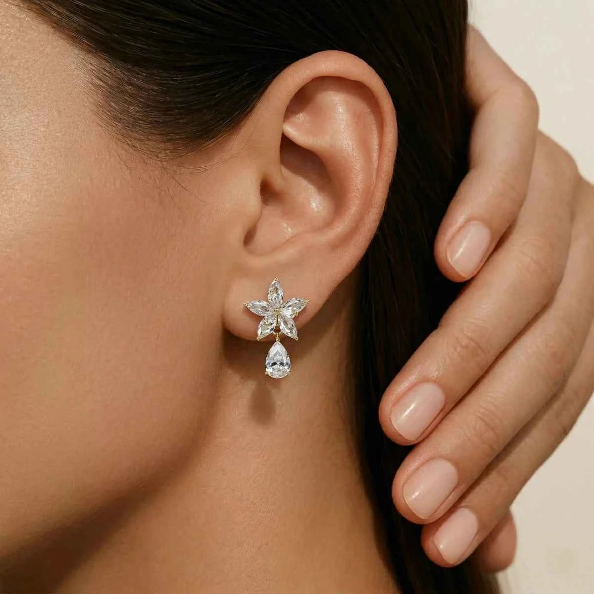 Celestia Bloom Teardrop Floral Stud Earrings
