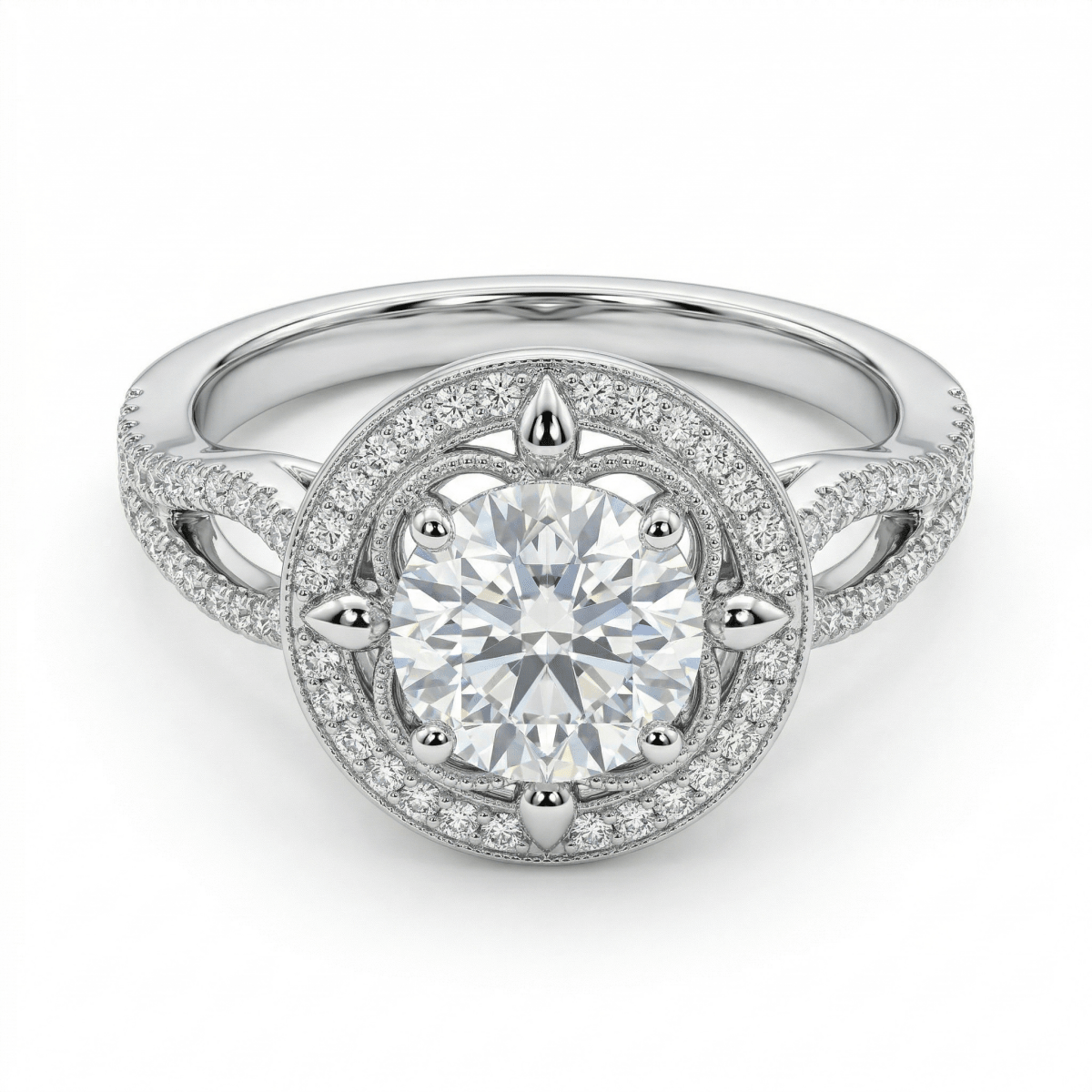 Celestia Halo Twist Silver Ring - Silvorn India