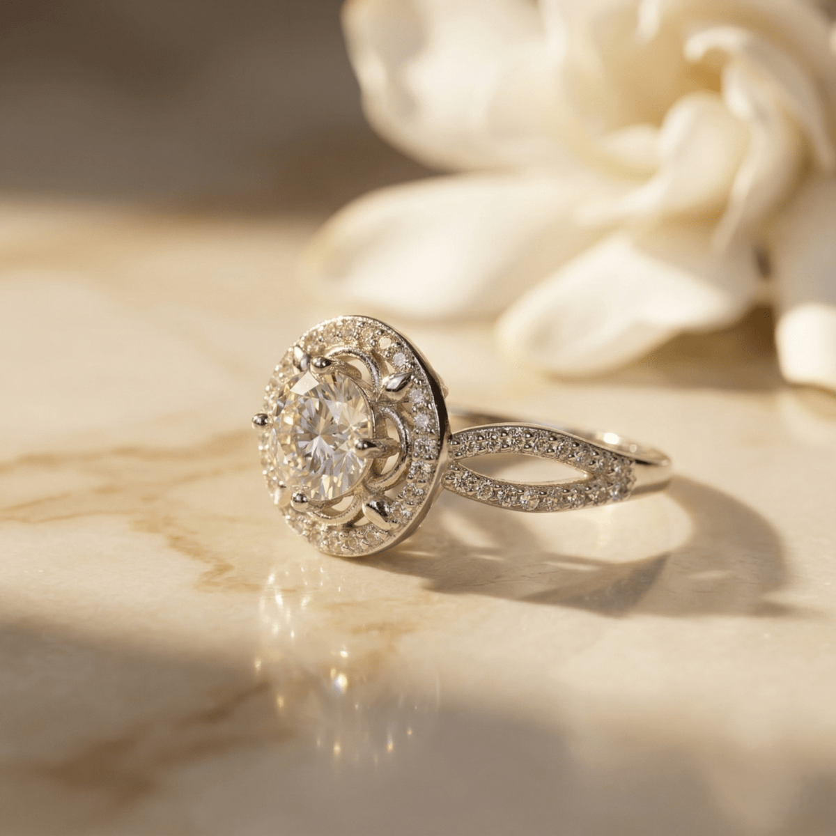 Celestia Halo Twist Silver Ring - Silvorn India