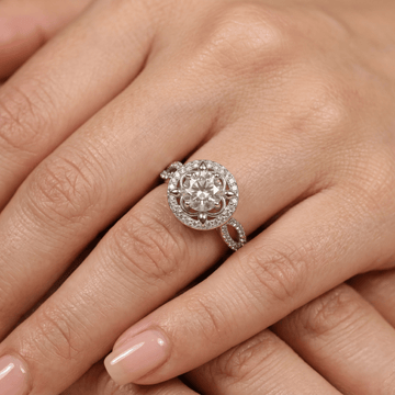 Celestia Halo Twist Silver Ring - Silvorn India